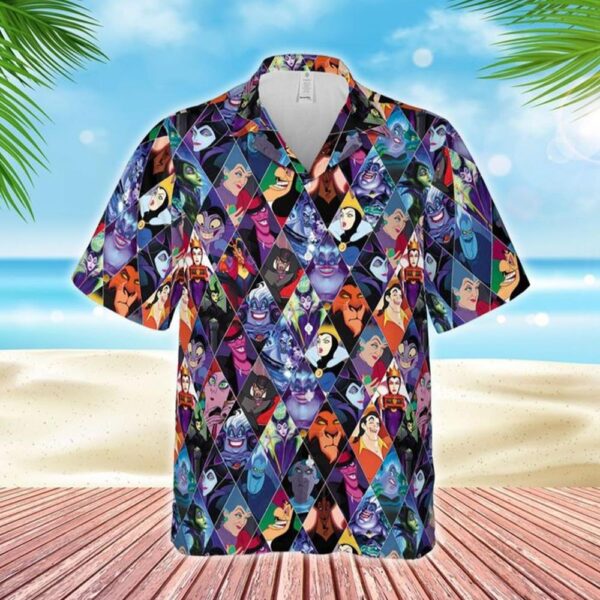 Disney Hawaiian Shirt Summer Beach Disney Villains Characters Aloha Button Up Shirt