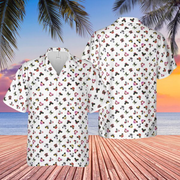 Disney Hawaiian Shirt Summer Beach Disney Villains Mouse Ears Aloha Button Up Shirt