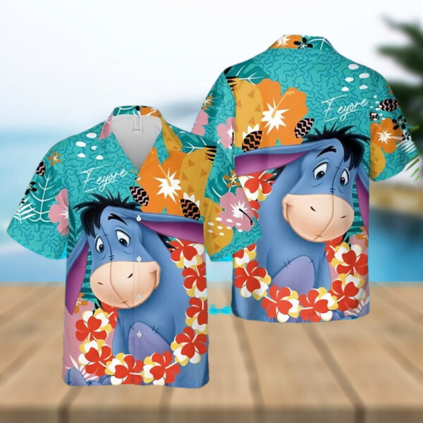 Disney Hawaiian Shirt Summer Beach Eeyore Donkey Winnie The Pooh Disney Aloha Button Up Shirt