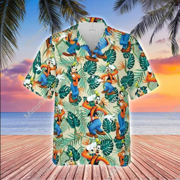 Disney Hawaiian Shirt Summer Beach Goofy Tropical Disney Aloha Button Up Shirt
