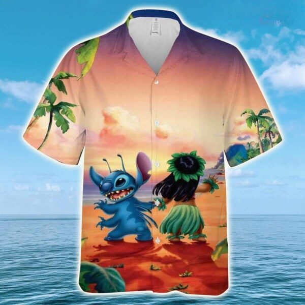 Disney Hawaiian Shirt Summer Beach Lilo And Stitch Dancing Disney Aloha Button Up Shirt