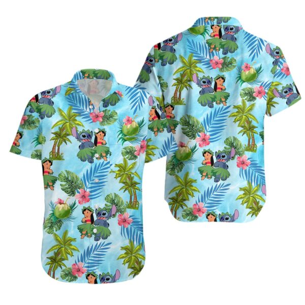 Disney Hawaiian Shirt Summer Beach Lilo &amp Stitch Palm Tree Disney Aloha Button Up Shirt