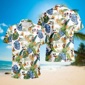 Disney Hawaiian Shirt Summer Beach Mickey And Minnie Mouse Cartoon Disney Aloha Button Up Shirt