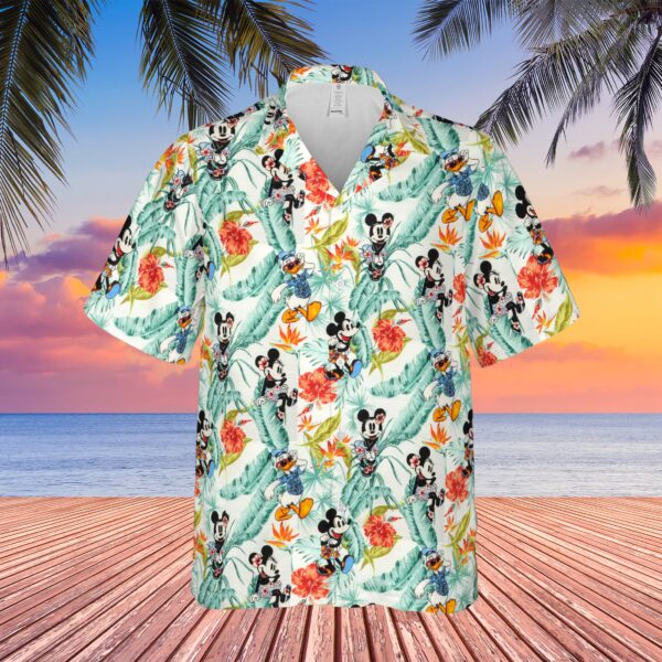 Disney Hawaiian Shirt Summer Beach Mickey Minnie Donald Duck Floral Disney Aloha Button Up Shirt