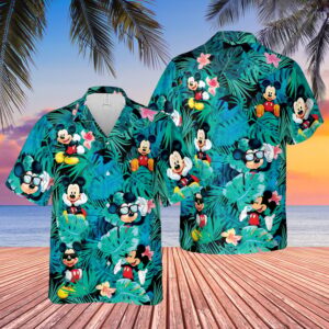 Disney Hawaiian Shirt Summer Beach Mickey Minnie Mouse Disney Aloha Button Up Shirt
