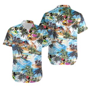 Disney Hawaiian Shirt Summer Beach Mickey Mouse Surfing Tropical Disney Aloha Button Up Shirt