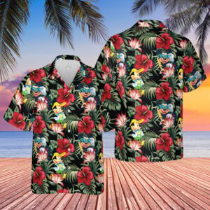 Disney Hawaiian Shirt Summer Beach Mickey Mouse Tropical Disney Black Aloha Button Up Shirt