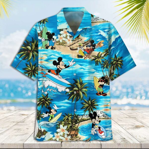 Disney Hawaiian Shirt Summer Beach Mickey Surfboard Disney Aloha Button Up Shirt