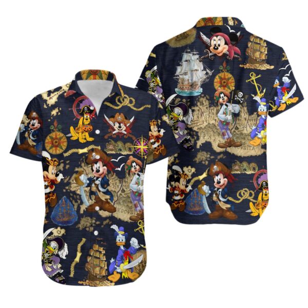 Disney Hawaiian Shirt Summer Beach Pirates Of Caribbean Mickey And Friends Disney Aloha Button Up Shirt