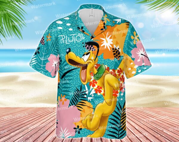 Disney Hawaiian Shirt Summer Beach Pluto Disney Aloha Button Up Shirt