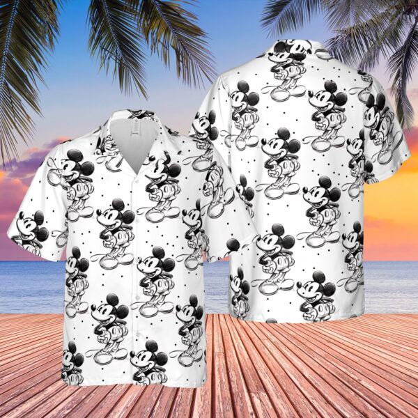 Disney Hawaiian Shirt Summer Beach Sketch Of Mickey Mouse Disney Aloha Button Up Shirt