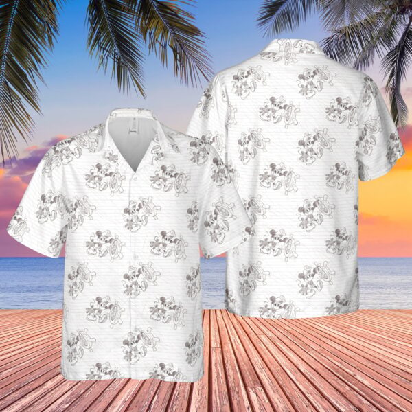 Disney Hawaiian Shirt Summer Beach Sketch Of Steamboat Mickey Disney Aloha Button Up Shirt
