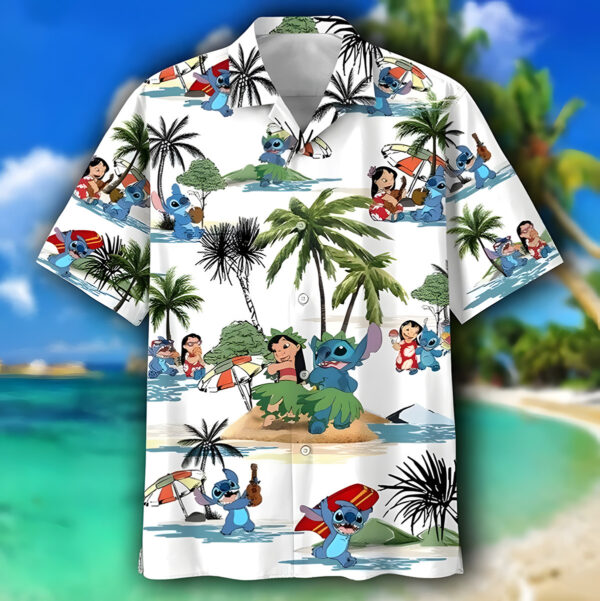 Disney Hawaiian Shirt Summer Beach Stitch And Lilo Surfing Pattern Disney Aloha Button Up Shirt