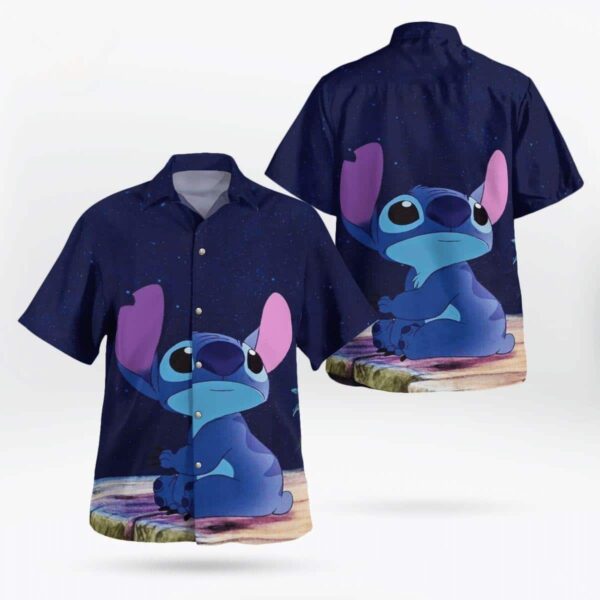 Disney Hawaiian Shirt Summer Beach Stitch Disney Blue Aloha Button Up Shirt