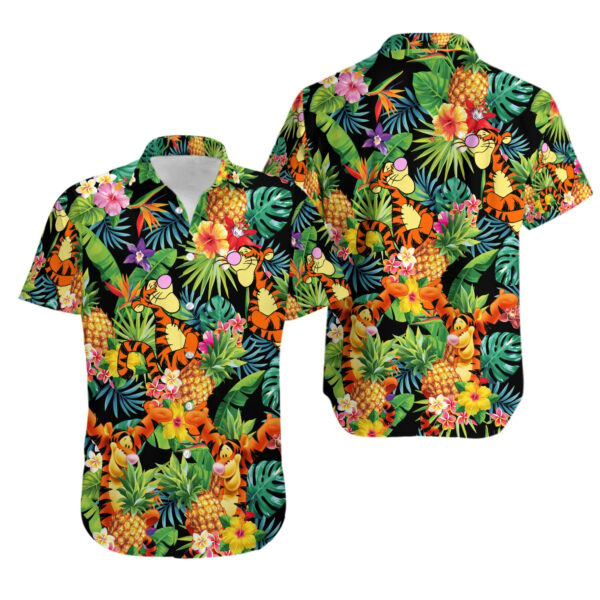 Disney Hawaiian Shirt Summer Beach Tigger Pineapple Tropical Disney Aloha Button Up Shirt