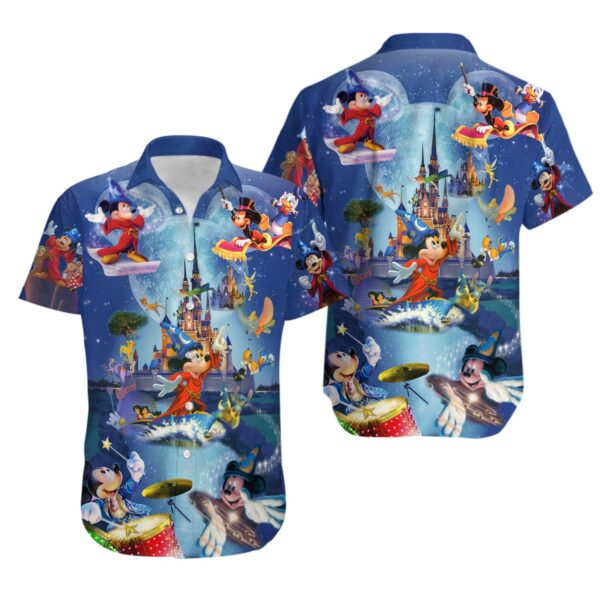 Disney Hawaiian Shirt Summer Beach Wonderful Worlds Mickey Magic Disney Aloha Button Up Shirt