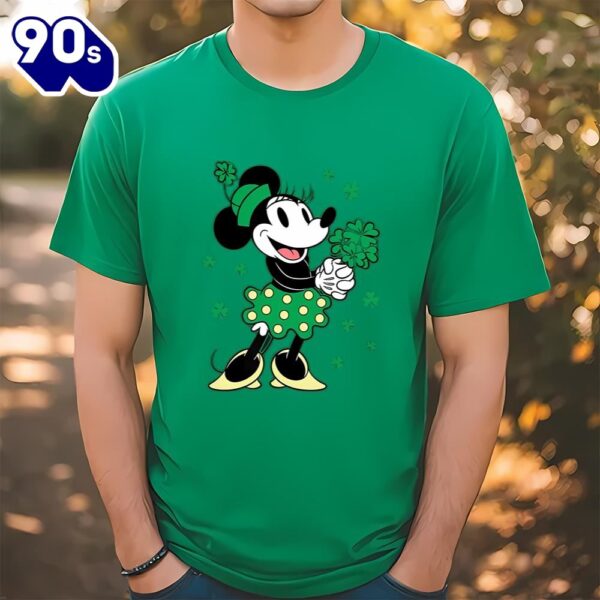 Disney Minnie Mouse Shamrock Bouquet St Patricks Day Retro Shirt