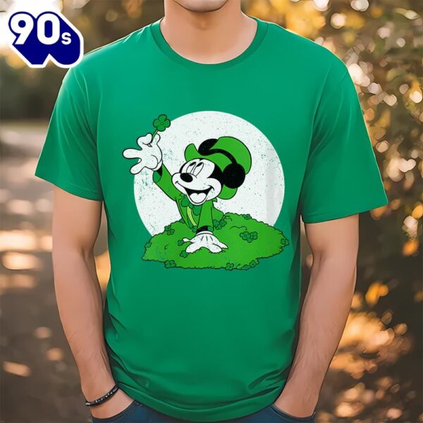 Disney Retro Mickey Mouse Four Leaf Clover St. Patrick’s Day T-Shirt