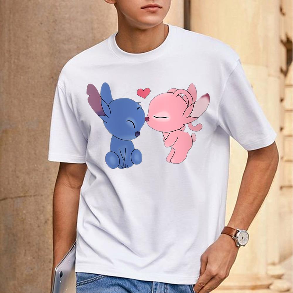 Disney Stitch And Angel Happy Valentine's Day Matching T-Shirt