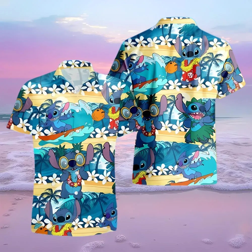 Disney Stitch Hawaiian Shirt Beach…
