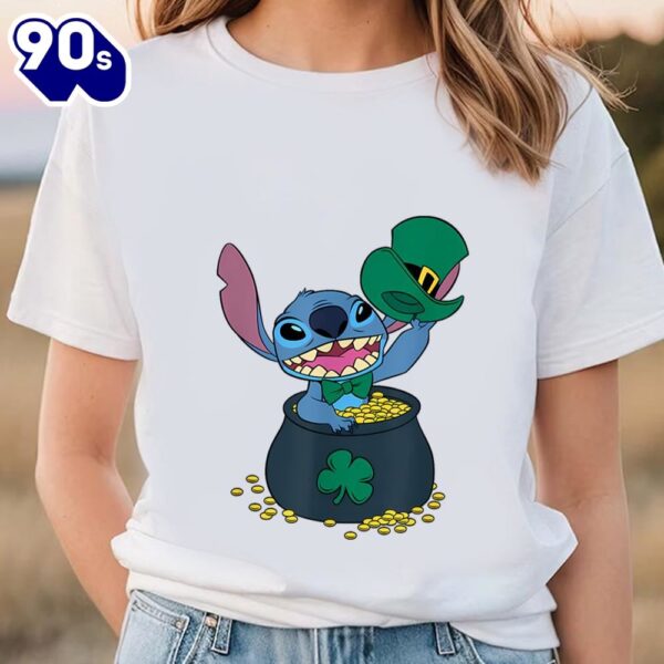 Disney Stitch Pot Of Gold Shamrock St. Patrick’s Day T-Shirt