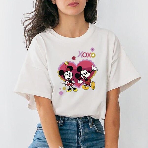 Disney T-Shirt Valentine Day Minnie And Mickey Mouse Tee Xoxo T-Shirt