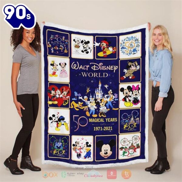 Disney World 50 Magical Years 1971 2021 Mickey Mouse And Minnie Mouse Blanket