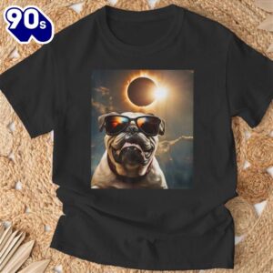 Dog Taking A Selfie With Solar 2024 Eclipse Wearing Glasses T-Shirt