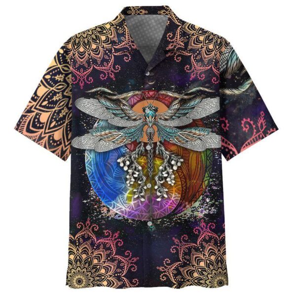 Dragonfly Hippie Hawaiian Shirt – Beachwear For Men – Gifts For Young Adults