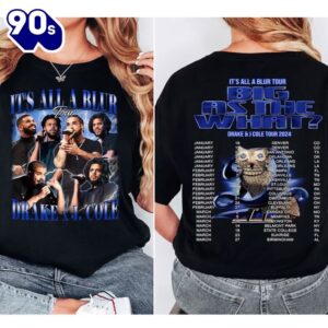 Drake J Cole Big As The What Tour 2024 Shirt, Drake J Cole It’s All Blur Tour Black Dates T-shirt