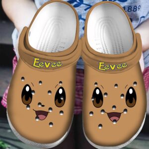 Eevee Pokemon so cute brown Crocs Classic Clog Shoes Zanaboutique