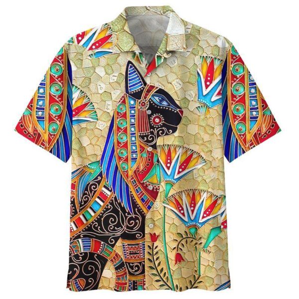 Egypt Cat Hippie Hawaiian Shirt- Beachwear For Men – Gifts For Young Adults