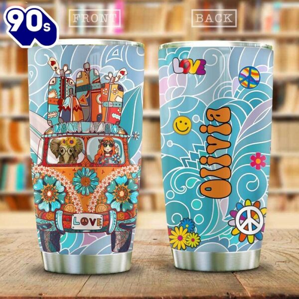 Elephant Hippie Van With Surf Boards Personalized Tumbler