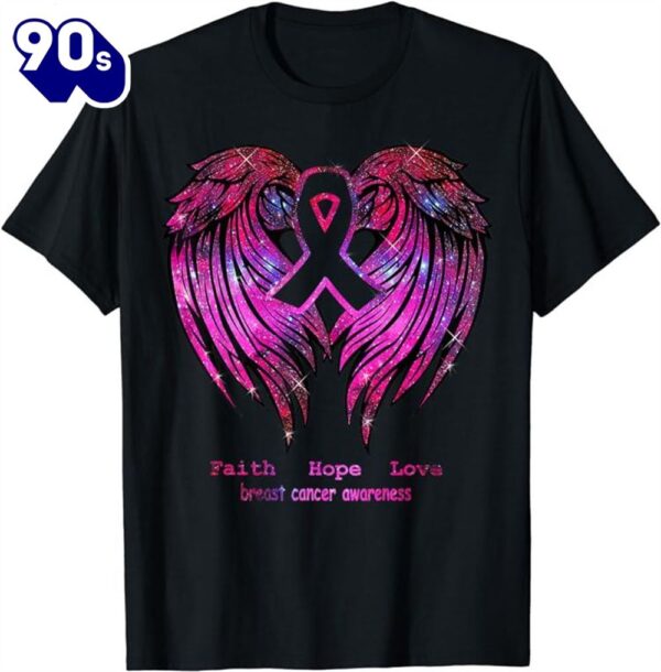 Faith Hope Love Wings Shirt Breast Cancer Awareness Back