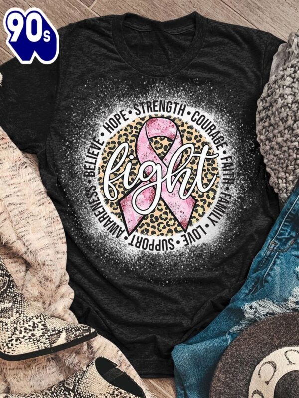 Fight Breast Cancer Leopard Bleached Style – Breast Cancer Awareness Shirt