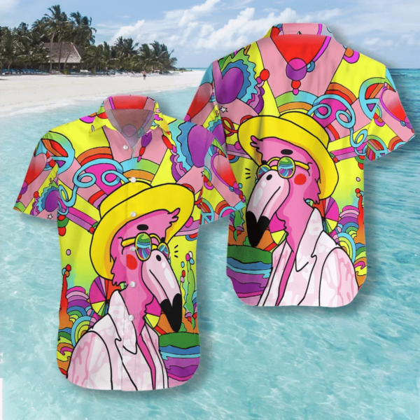 Flamingo Hippie Hawaiian Shirt Hippie Hawaiian Shirt – Beachwear For Men – Gifts For Young Adults