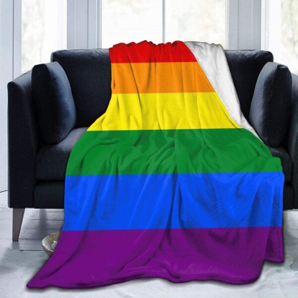 Flannel Blanket Lgbt Rainbow Flag Lightweight Cozy Bed Blanket Soft Throw Blanket Fits Couch Sofa For Pride Month