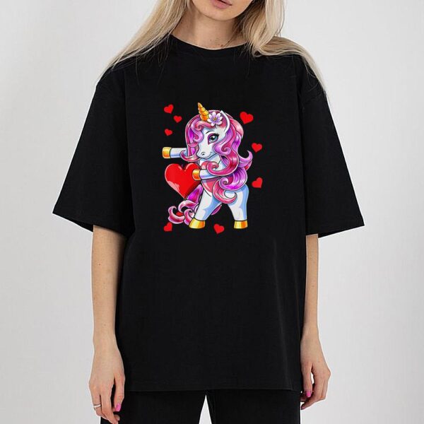 Flossing Unicorn Heart Valentine’s Day Girls Kids T-Shirt