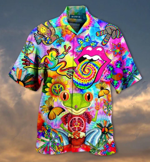 Frog Hippie Hawaiian Shirt – Beachwear For Men – Gifts For Young Adults