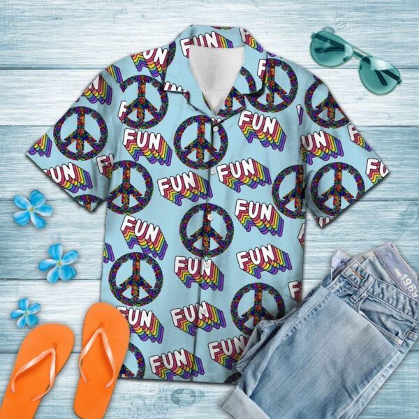 Fun Summer Blue Nice Design Hippie Hawaiian Shirt – Beachwear For Men – Gifts For Young Adults