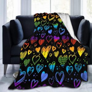 Gay Pride Rainbow Lgbt Colorful Hearts Bed Blanket Ultra Soft Fleece Blankets For Lgbt Community 1