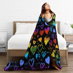 Gay Pride Rainbow Lgbt Colorful Hearts Bed Blanket Ultra Soft Fleece Blankets For Lgbt Community 2