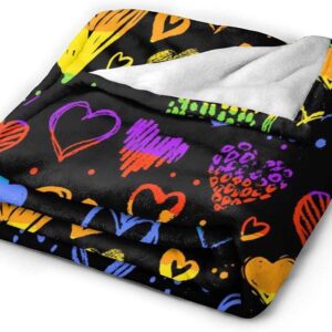 Gay Pride Rainbow Lgbt Colorful Hearts Bed Blanket Ultra Soft Fleece Blankets For Lgbt Community 3