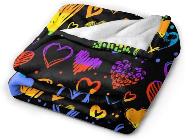 Gay Pride Rainbow Lgbt Colorful Hearts Bed Blanket Ultra Soft, Fleece Blankets For Lgbt Community