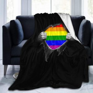 Gay Pride Rainbow Lgbt Flannel Sherpa Throw Soft Plush Flannel Blanket Throws For Bed Couch Sofa 1