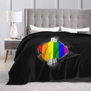 Gay Pride Rainbow Lgbt Flannel Sherpa Throw Soft Plush Flannel Blanket Throws For Bed Couch Sofa 2