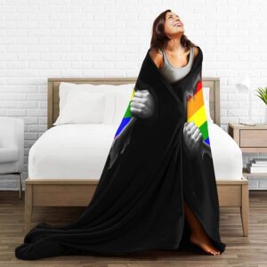 Gay Pride Rainbow Lgbt Flannel Sherpa Throw Soft Plush Flannel Blanket Throws For Bed Couch Sofa 3