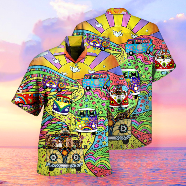 Gift For Pet Lover Trippie Cat Dog Hippie Hawaiian Shirt – Beachwear For Men – Gifts For Young Adults