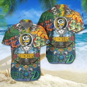 Green Bay Packers Grateful Dead NFL Gift For Fan Hawaiian Shirt & Short