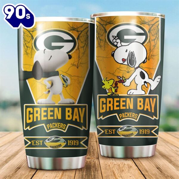 Green Bay Packers Snoopy All Over Print 3D Tumbler-TPH